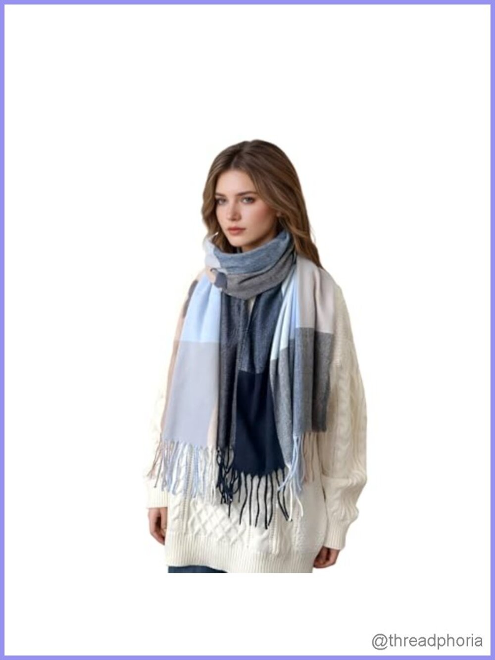 Oversized Plaid Blanket Scarf Shawl Wrap Winter Cashmere Feel Acrylic Tassel